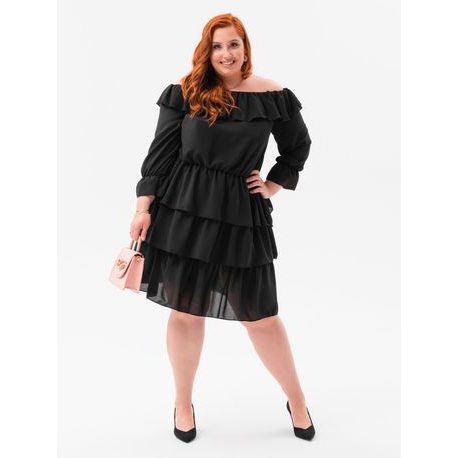 Különleges fekete női Plus Size ruha DLR059