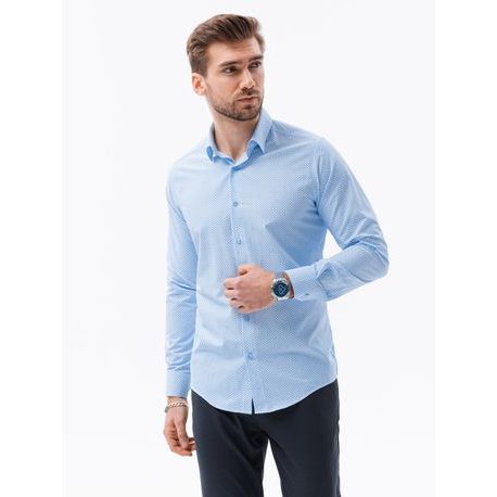 Halvány kék mintás ing K607