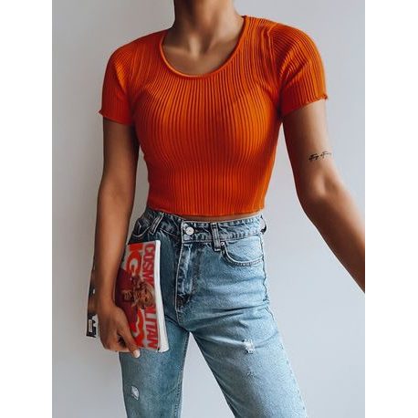 Szenzációs narancs színű nyári női top Redis