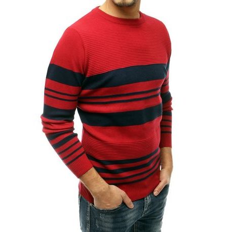Egyedi piros csíkos pulóver