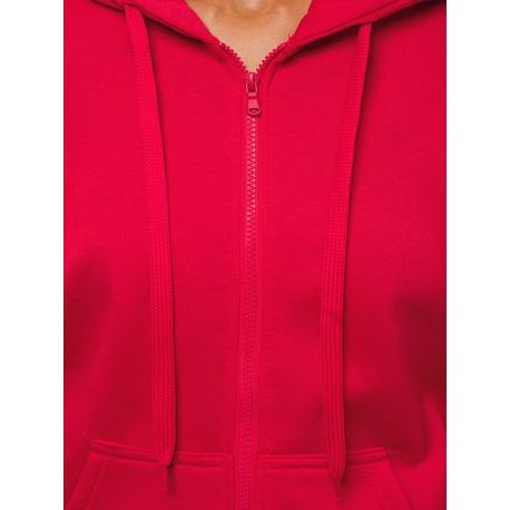 Kényelmes málna színű női kapucnis pulóver JS/W03/59Z