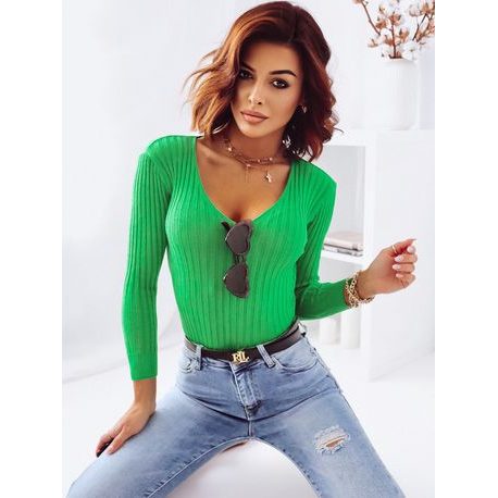 Érdekes zöld női pulóver Mistery
