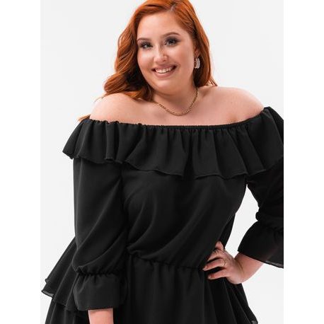 Különleges fekete női Plus Size ruha DLR059