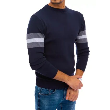 Modern sötét kék pulóver