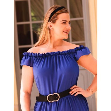 Kék női Plus Size ruha különleges kivitelben DLR070