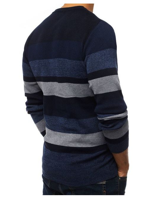 Trendi sötét kék csíkos pulóver