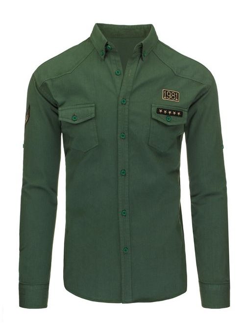 Stílusos katona zöld farmer ing