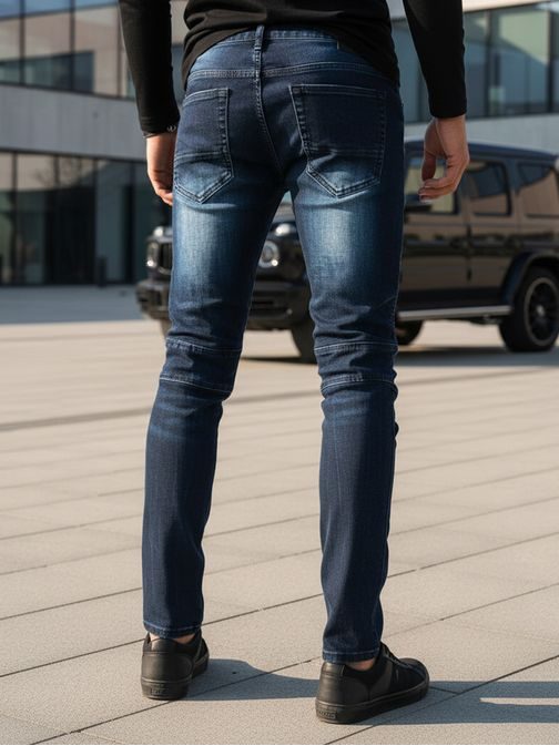 Kék farmer nadrág bordázott varrással