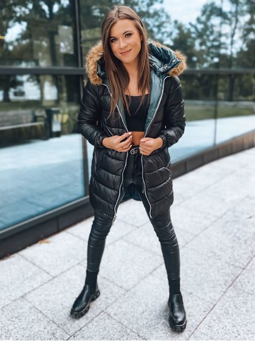 Modern sötétzöld női kabát Sanah