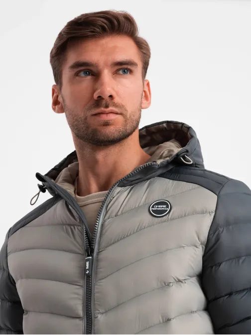 Sportos hamu színű steppelt dzseki V11 JALP-0185