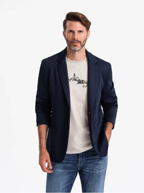 Elegáns sötét kék dzseki V2 BLZB-0126