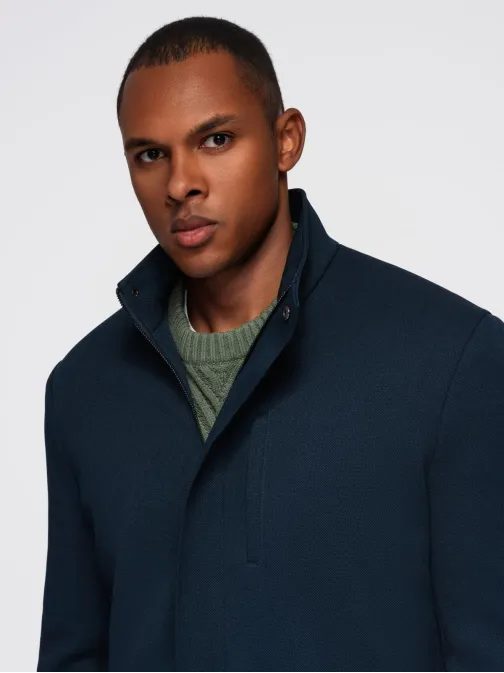 Sötétkék férfi kabát magas gallérral V2 COWC-0136