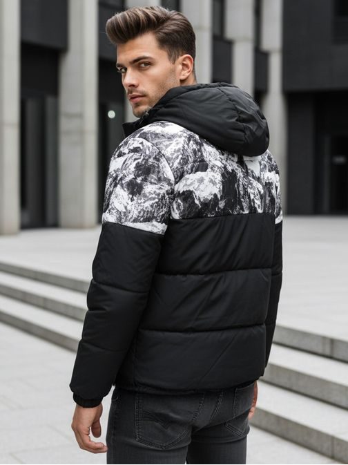 Eredeti fekete télikabát nyomtatással