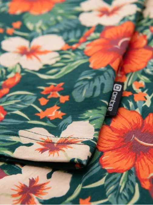 Férfi fekete póló virágos mintával V2 TSFP-0249 TSFP-0249