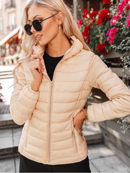 Divatos ekrüszínű női átmeneti kabát CLR007