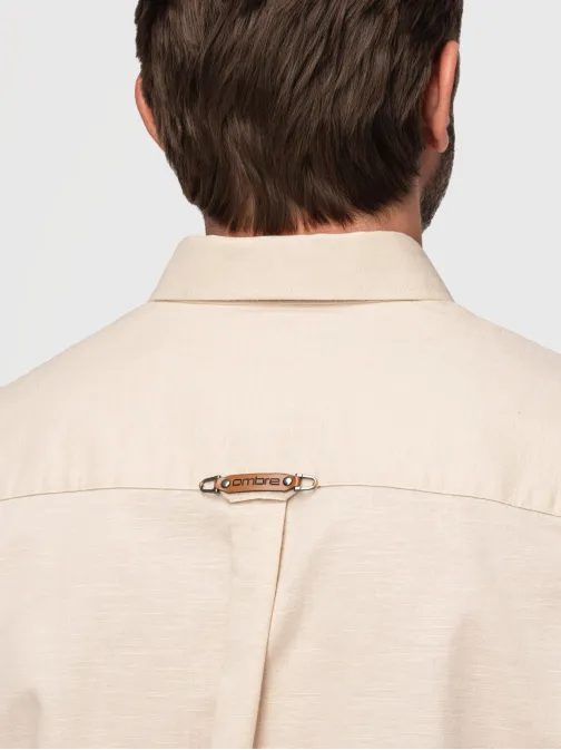 Krémszínű vászon ing mellzsebbel V7 SHCS-0134