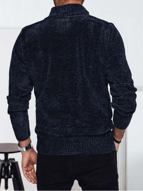Kék férfi cipzáras pulóver