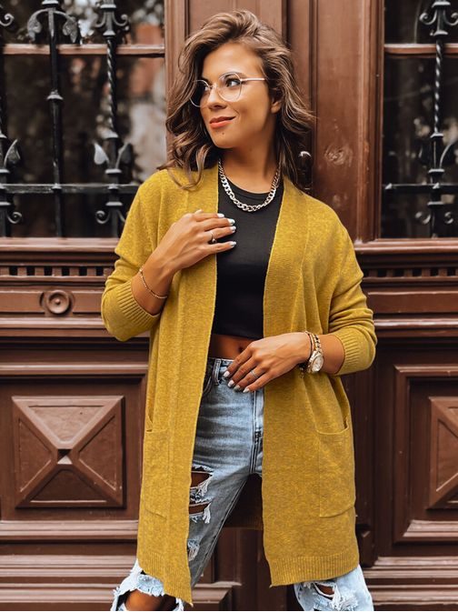 Trendi női mustár sárga kardigán Cascade