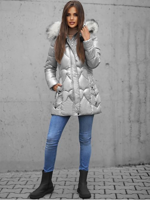 Különleges ezüst színű női kabát JS/M9051/92