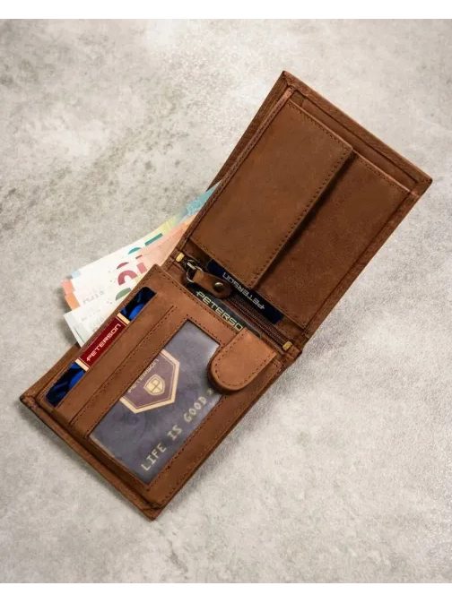 Divatos világosbarna bőr szett - pénztárca és kulcstartó