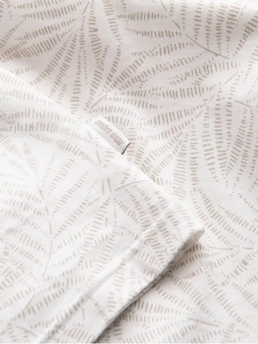 Bézs póló pálma levél motívummal V1 TSFP-0182