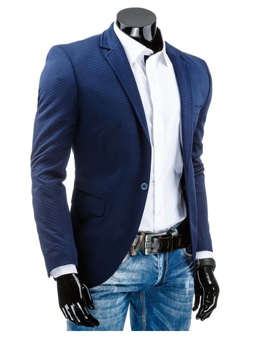 Kék egysoros férfi zakó