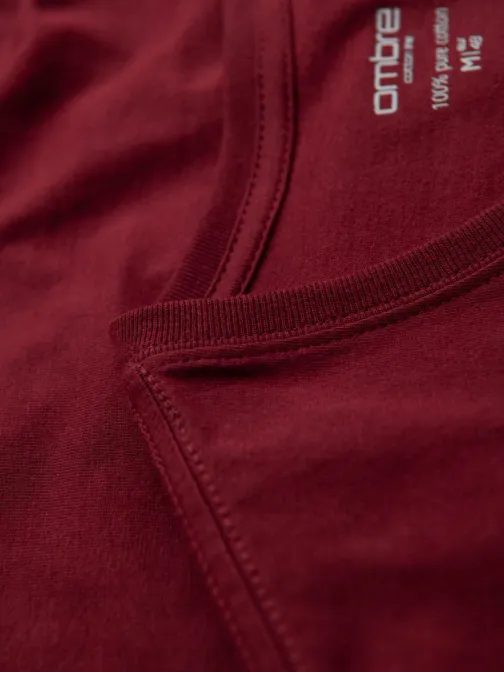Basic pamut bordó V-nyakú póló V10 TSBS-0237