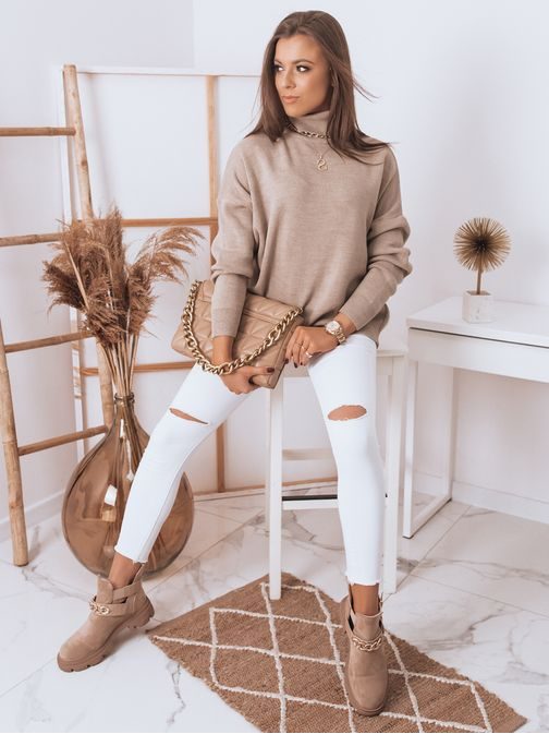 Divatos bézs női pulóver Holy