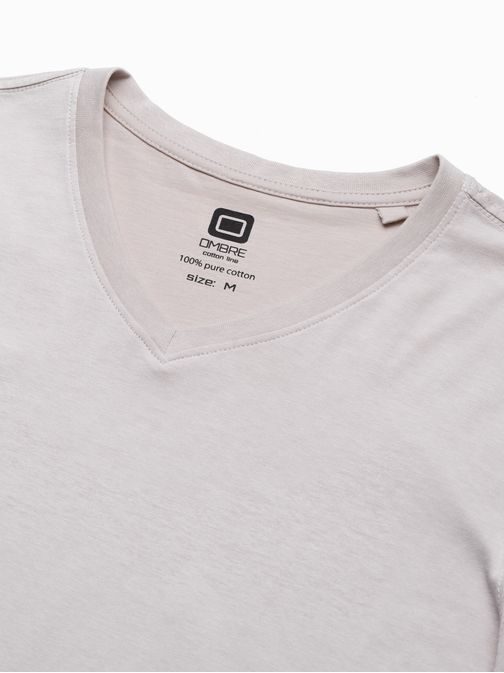 Bézs színű hosszú ujjú póló v-nyakkivágással L136