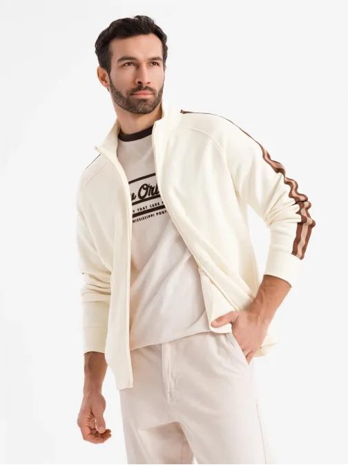 Érdekes krémszínű bomber pulóver V3 SSZP-0219