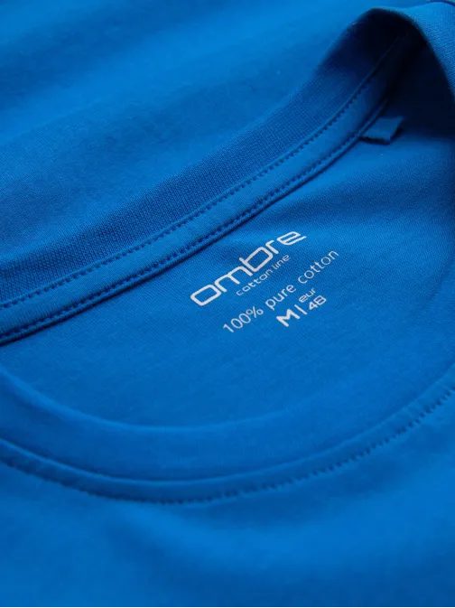 Egyszerű pamut hosszú ujjú póló kék színben v9 om-lsbl-0106