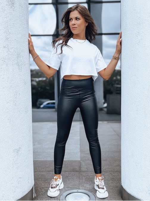 Bézs viasz hatású leggings magas derékkal Waxed Chic