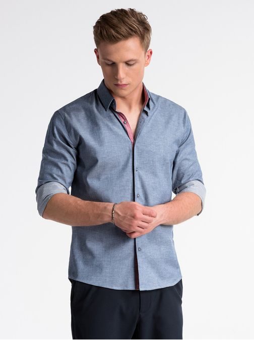 Egyszerű sötét kék ing k487