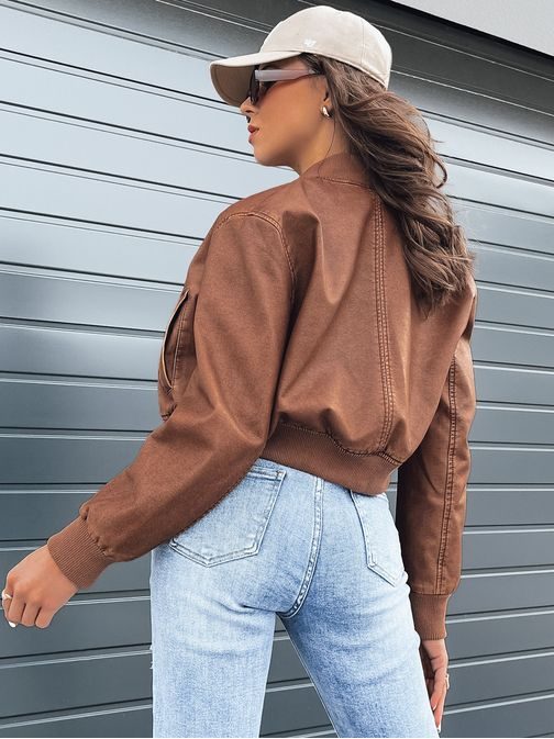 Női teveszínű  ökobőr bomber dzseki Santol