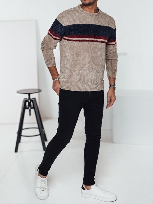 Egyedi vastag bézs pulóver