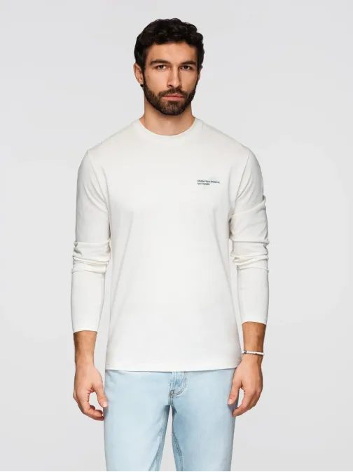 Férfi fehér hosszú ujjú póló felirattal V2 LSPT-0131