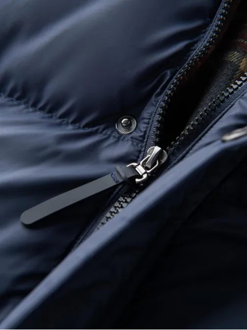 Sötétkék télikabát kockás béléssel V1 JAHP-0205