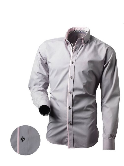 Szürke férfi ing rózsaszín részletekkel