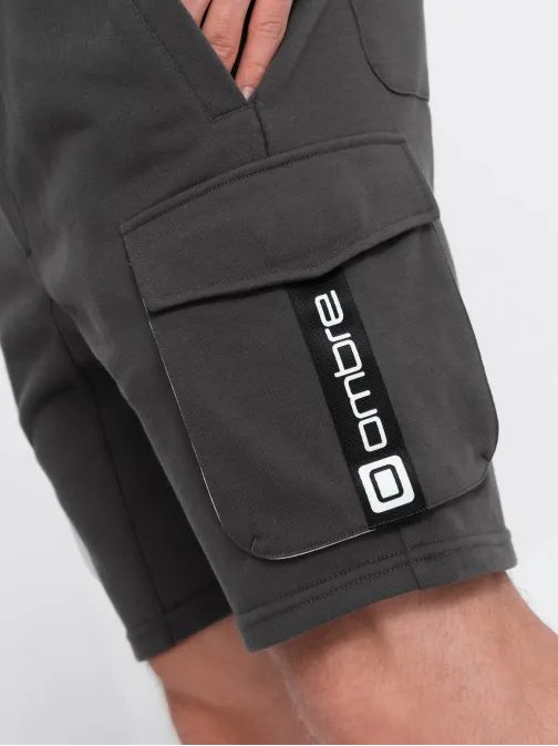 Egyedi grafit szürke bermuda oldalsó zsebekkel  SRSK0106-V2