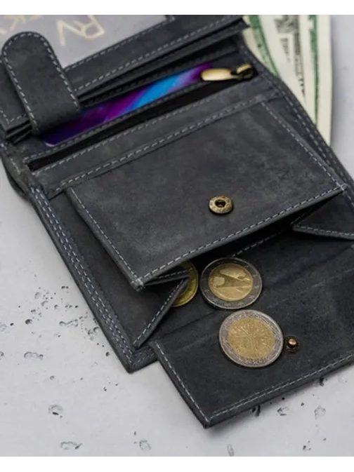 Grafit férfi bőr pénztárca csat nélkül