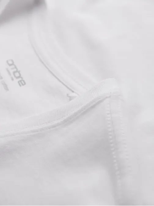 Basic pamut fehér V-nyakú póló V4 TSBS-0237