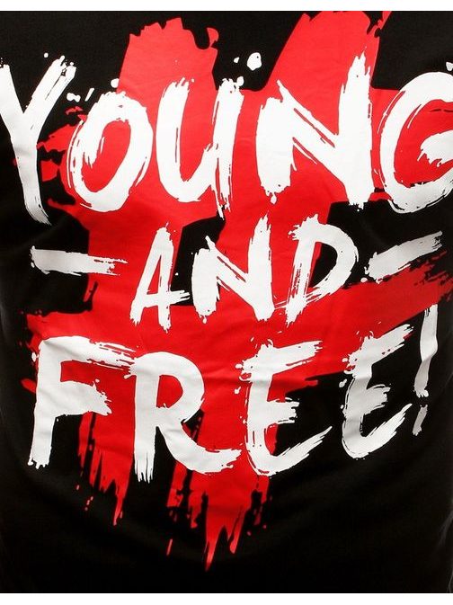 Fekete feliratos póló YOUNG AND FREE