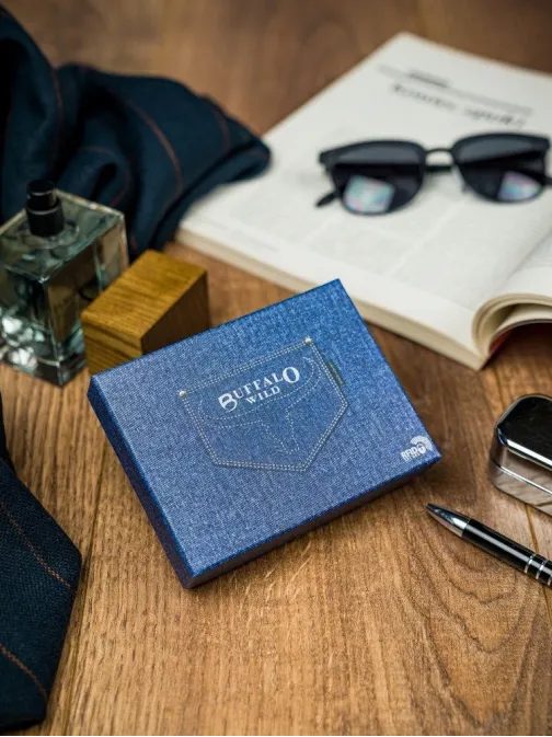 Fekete férfi bőr pénztárca Buffalo Wild