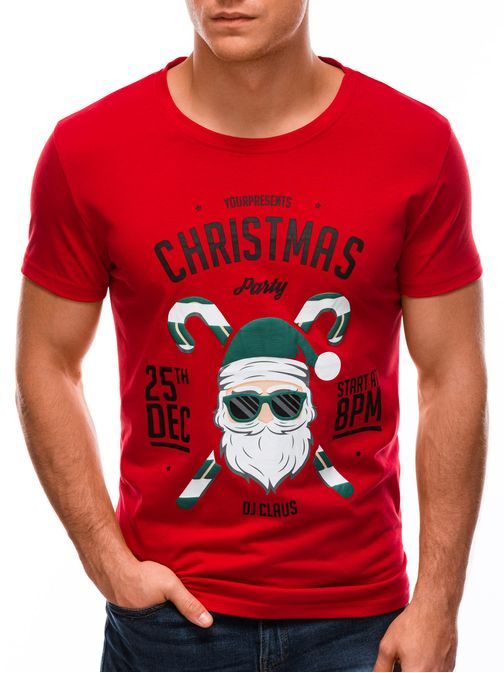 Piros póló karácsonyi motívummal  S1512