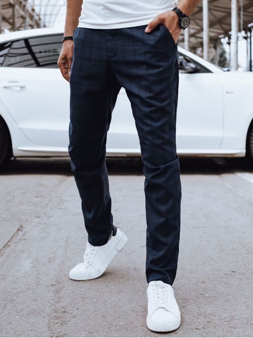 Sötét kék káró mintás nadrág