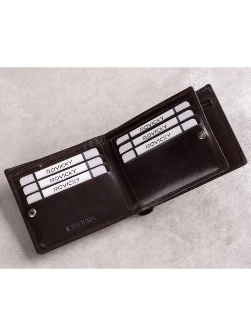 Barna bőr férfi pénztárca Rovicky