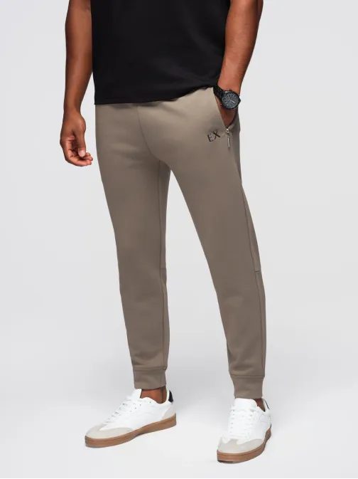 Trendi melegítőnadrág férfiaknak barna V3 OM-PASK-0223