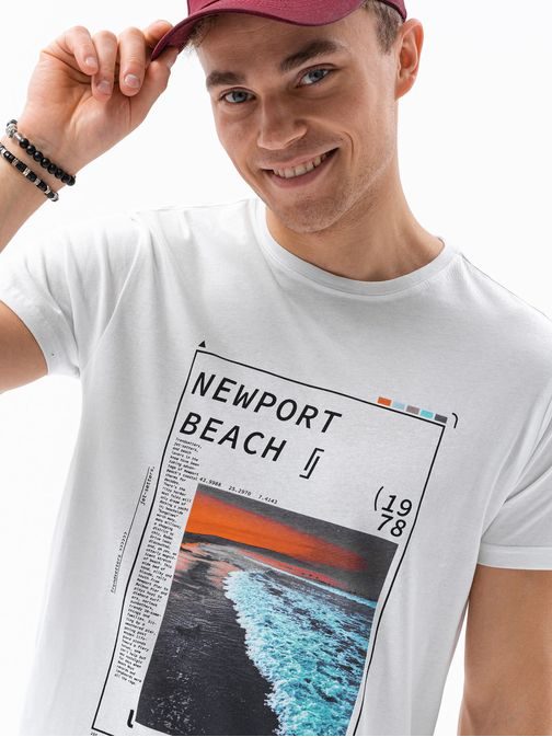 Fehér pamut póló  Newport Beach S1434 V-15A