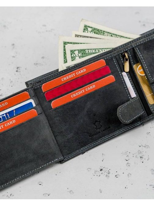 Fekete bőr pénztárca Wild