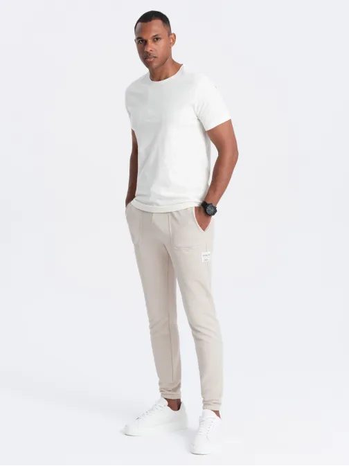 Trendi bézs kötött melegítőnadrág  V1 PASK-0211